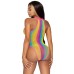 Rainbow Striped Halter Bodysuit With Snap Crotch - One Size - Multicolor Rainbow Striped Halter Bodysuit With Snap Crotch - One Size - Multicolor