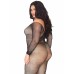 Crystalized Seamless Fishnet Long Sleeved Bodystocking - 1x/2x - Black