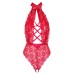 Floral Lace Crotchless Teddy - 1x/2x - Red Floral Lace Crotchless Teddy - 1x/2x - Red
