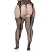 Faux Lace Up Dual Net Backseam Stockings With Attached Garter Belt - 1x/2x - Black Faux Lace Up Dual Net Backseam Stockings With Attached Garter Belt - 1x/2x - Black