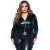 Lame Zipper Front Catsuit - 3x/4x - Black