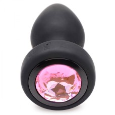 28x Silicone Vibrating Pink Gem Anal Plug With Remote - Small 28x Silicone Vibrating Pink Gem Anal Plug With Remote - Small