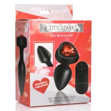 28x Silicone Vibrating Red Heart Anal Plug With Remote - Small 28x Silicone Vibrating Red Heart Anal Plug With Remote - Small