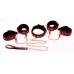 6 Piece Burgundy Bondage Set Burgundy Cuffs,  Collar and Leash