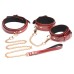 6 Piece Burgundy Bondage Set Burgundy Cuffs,  Collar and Leash