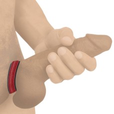 Leather and Velcro Cock Ring - Red Leather and Velcro Cock Ring - Red