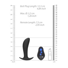 E-Stimulation and Vibration Butt Plug With Wireless Remote Control - Black