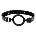 Silicone Ring Gag With Adjustable Bonded Leather  Staps - Black