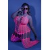 Hypnotic Crisscross Stripe Bodystocking - Queen -  Neon Pink