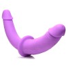 Double Charmer Silicone Double Dildo With Harness - Purple