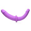Double Charmer Silicone Double Dildo With Harness - Purple