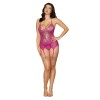 Garter Slip and G-String - One Size - Fuchsia