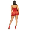 Rhinestone Lace and Net Mini Dress - One Size - Red