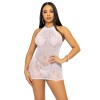 Rhinestone Lace and Net Mini Dress - One Size - White