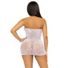 Rhinestone Lace and Net Mini Dress - One Size - White