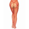 Industrial Net Stocking With O-Ring and Attached Garter Belt - One Size - Red