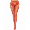 Industrial Net Stocking With O-Ring and Attached Garter Belt - One Size - Red
