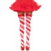 Candy Cane Thigh High - One Size - White/red Candy Cane Thigh High - One Size - White/red