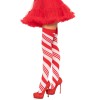 Candy Cane Thigh High - One Size - White/red