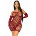 2 Pc Hardcore Net Tube Dress With Gloves - One Size - Burgundy 2 Pc Hardcore Net Tube Dress With Gloves - One Size - Burgundy