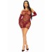 2 Pc Hardcore Net Tube Dress With Gloves - One Size - Burgundy 2 Pc Hardcore Net Tube Dress With Gloves - One Size - Burgundy