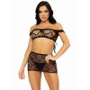 3 Pc Seamless Heart Net Off the Shoulder - One Size - Black