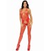 Seamless Heart Net Suspender Bodystocking - One Size - Red Seamless Heart Net Suspender Bodystocking - One Size - Red