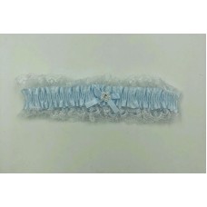 Satin Leg Garter - One Size - Baby Blue With White Lace Satin Leg Garter - One Size - Baby Blue With White Lace