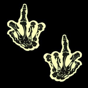 Fuck You Glow in the Dark Skeleton Hand Nipple Cover Pasties Fuck You Glow in the Dark Skeleton Hand Nipple Cover Pasties
