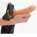 Vibrating Hollow Strap-on No Balls 8 Inch - Tan