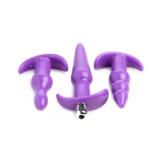 4 Pc Vibrating Anal Plug Set - Purple 4 Pc Vibrating Anal Plug Set - Purple