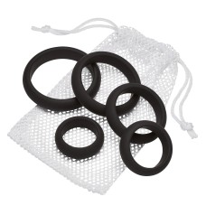 Cloud 9 Comfort Cock Rings With Flat Back 5 Pack - Black