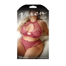 Just Like Magic Top and High Waist Panty - Queen Size - Cranberry Just Like Magic Top and High Waist Panty - Queen Size - Cranberry