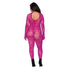 Bodystocking With Finger Gloves - Queen Size - Azalea Bodystocking With Finger Gloves - Queen Size - Azalea