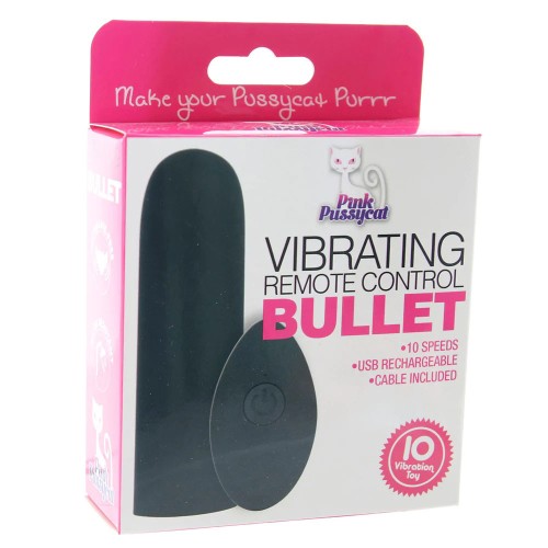 Pink Pussycat Vibrating Remote Control Bullet - Black Pink Pussycat Vibrating Remote Control Bullet - Black