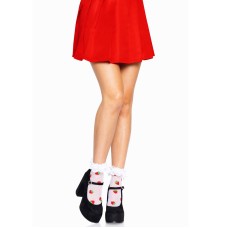 Strawberry Polka Dot Ruffle Top Anklets One Size - White/red Strawberry Polka Dot Ruffle Top Anklets One Size - White/red