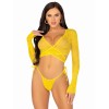 2 Pc Daisy Lace Wrap-Around Crop Top and Side Tie Panty - One Size - Yellow