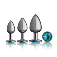 Teal Round Gem Anal Trainer Kit - Gunmetal Teal Round Gem Anal Trainer Kit - Gunmetal