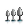 Teal Round Gem Anal Trainer Kit - Gunmetal