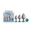 Teal Round Gem Anal Trainer Kit - Gunmetal