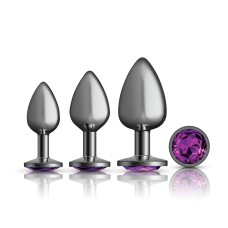 Purple Round Gem Anal Trainer Kit - Gunmetal Purple Round Gem Anal Trainer Kit - Gunmetal