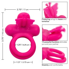 Silicone Rechargeable Dual Butterfly Ring - Pink Silicone Rechargeable Dual Butterfly Ring - Pink