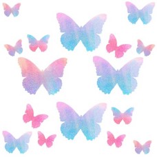 Tinky's Revenge Pink and Blue Holographic Blacklight Butterfly Nipple Sticker Crop Top Tinky's Revenge Pink and Blue Holographic Blacklight Butterfly Nipple Sticker Crop Top