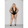 Liquid Look Chain Back Open Crotch Teddy - Queen Size - Black