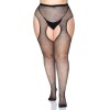 Casey Rhinestone Fishnet Suspender Pantyhose - Queen - Black