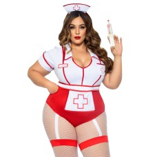 Plus Nurse Feelgood Sexy Costume - 3x/4x - White / Red Plus Nurse Feelgood Sexy Costume - 3x/4x - White / Red