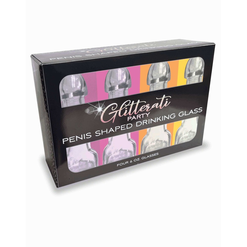 Glitterati Penis Drinking Glass Set of 4 - 6 Oz