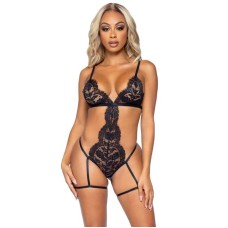 All Romance Lace Teddy and Robe Set - Large - Black All Romance Lace Teddy and Robe Set - Large - Black