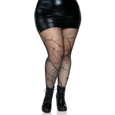 Cracked Fishnet Tights - 1x/2x - Black Cracked Fishnet Tights - 1x/2x - Black