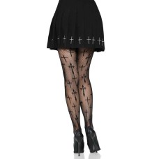 Worship Me Cross Net Tights - 1x/2x - Black Worship Me Cross Net Tights - 1x/2x - Black